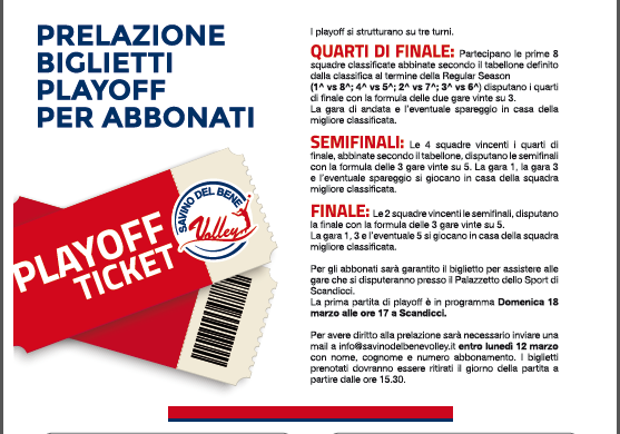 GARA 1 Playoff – Prelazione e acquisto biglietti